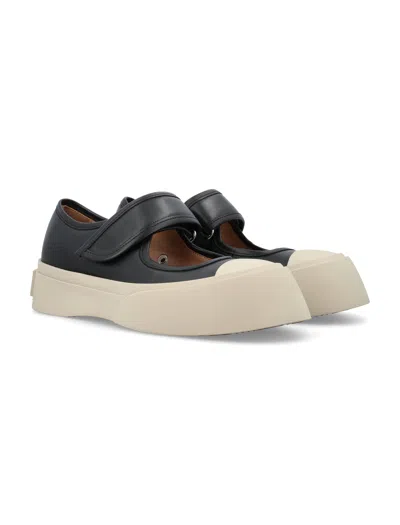 Marni Pablo Mary Jane Nappa Leather Sneakers In White