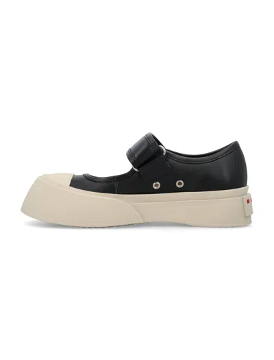 Marni Pablo Mary Jane Nappa Leather Sneakers In White