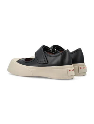 Marni Pablo Mary Jane Nappa Leather Sneakers In White