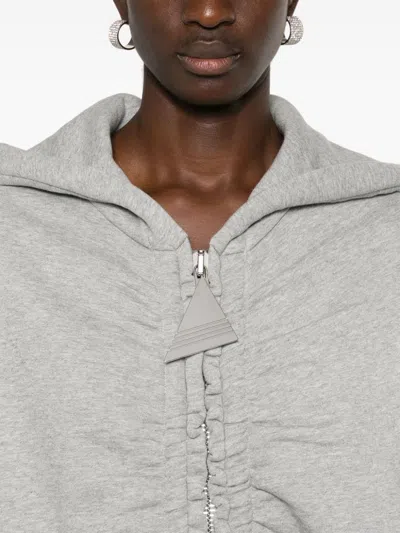 Attico Zipped Oversize Hoodie In Gray