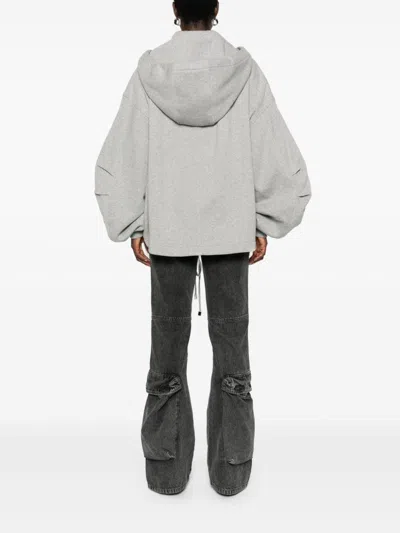 Attico Zipped Oversize Hoodie In Gray