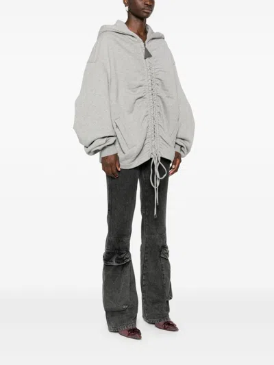 Attico Zipped Oversize Hoodie In Gray