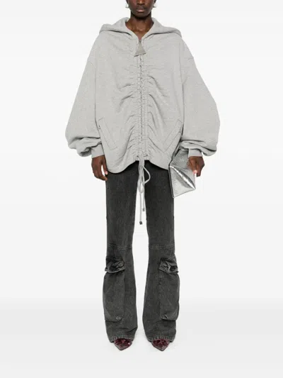 Attico Zipped Oversize Hoodie In Gray