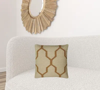 Homezia Beige Gold Quatrefoil Down Throw Pillow