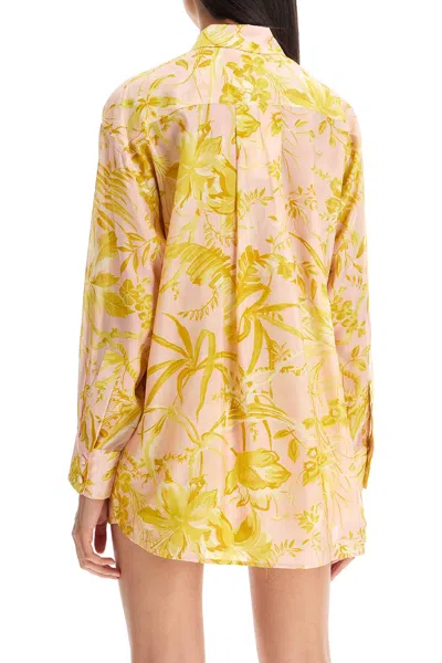 Shop Zimmermann Elegant Silk Floral Print Shirt In Pink