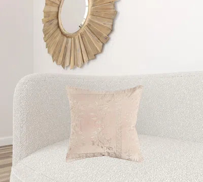 Homezia Blush Pink Floral Textured Reversible Throw Pillow