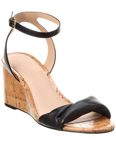 Stuart Weitzman Everly 75 Leather Wedge Sandals In Black