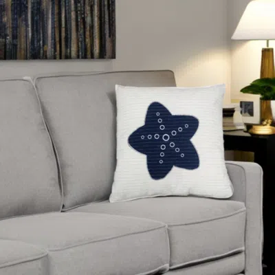 Homezia Set Of Two 17" X 17" Blue And White Starfish Throw Pillows