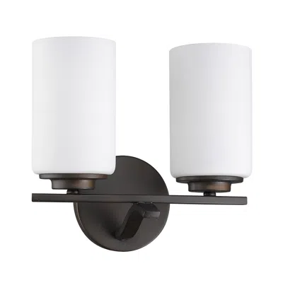 Homezia Two Light Bronze And Glass Wall Sconce