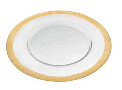 Homezia Round Gold Border Glass Charger Plate In Multi