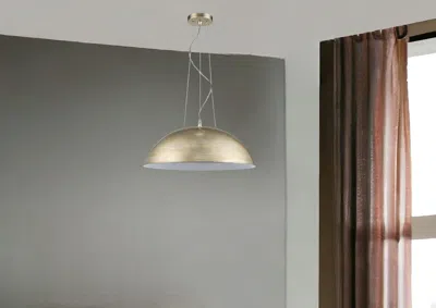 Homezia Layla 1-light Washed Gold Bowl Pendant With Gloss White Interior Shade