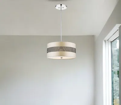 Homezia Harmony 3-light Metallic Silver Pendant With Crystal Studded Platinum Sheen Shade