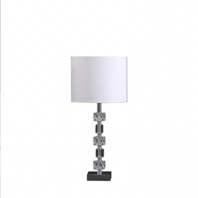 Homezia 20" Silver Bedside Table Lamp With White Drum Shade