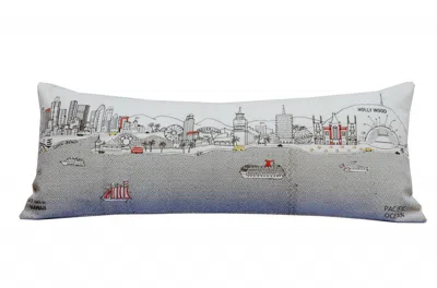 Homezia 35" White Los Angeles Daylight Skyline Lumbar Decorative Pillow