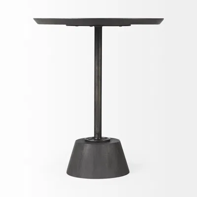 Homezia 24" Black Solid And Manufactured Wood Round End Table
