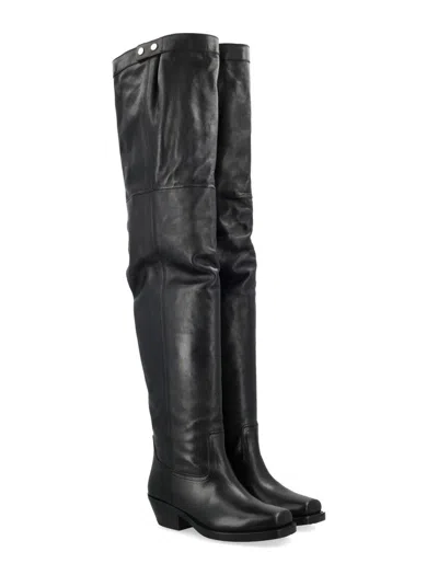 Isabel Marant 40mm Amati-gb Leather Knee High Boots In Black