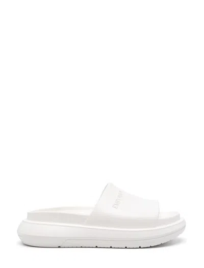 Emporio Armani Logo-embossed Slides In Beige