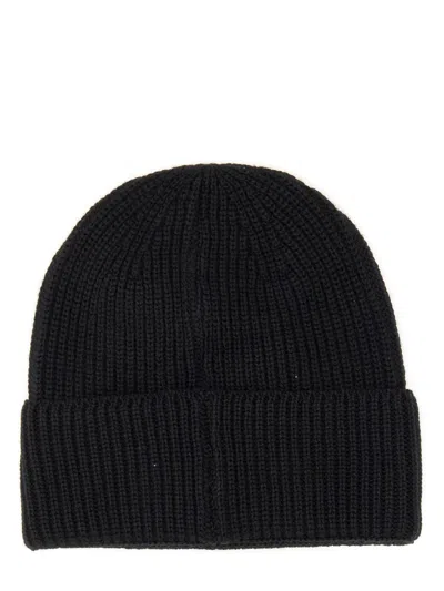 Msgm Logo-embroidered Ribbed-knit Beanie In Black