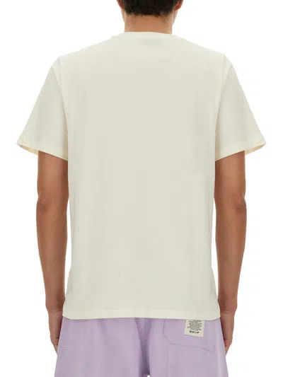 Shop Msgm T-shirt With Logo In Beige