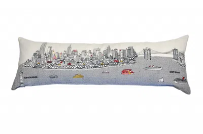 Homezia 46" White Nyc Daylight Skyline Lumbar Decorative Pillow