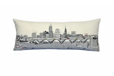 Homezia 35" White Cleveland Daylight Skyline Lumbar Decorative Pillow