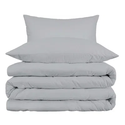 Homezia Light Gray King Cotton Blend 1000 Thread Count Washable Duvet Cover Set