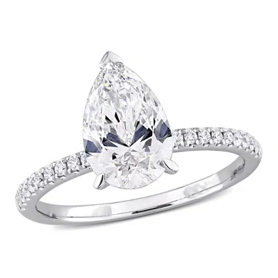 Created Forever 2 1/6ct Tw Pear-shape Lab-grown Diamond Engagement Ring In 14k White Gold In Silver