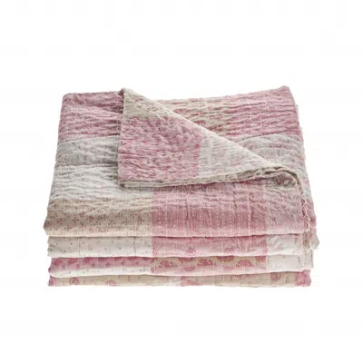 Homezia Pink Knitted Cotton Geometric Throw