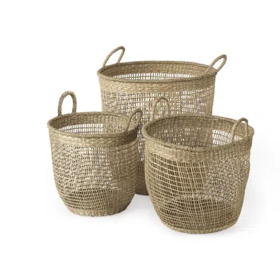 Homezia Set Of Three Round Wicker Storage Baskets