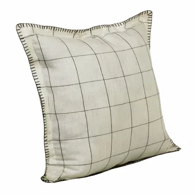 Homezia 20" X 20" Ivory And Black Linen Geometric Zippered Pillow