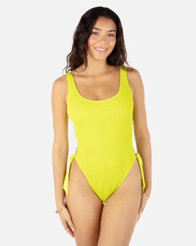 Inmocean Women's Solid Scrunch Cheeky One Piece In Acid Lime Pop