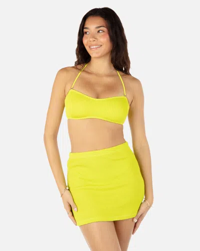 Inmocean Women's Solid Scrunch Mini Skirt In Acid Lime Pop