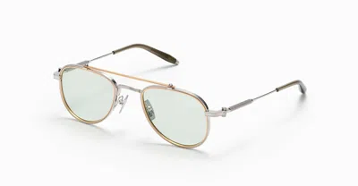 Akoni Calisto - Brushed Silver/matte Gold Brow Bar/olive Sunglasses In Silver, Gold