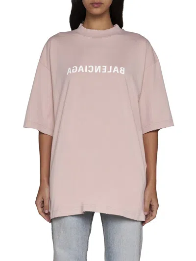 Shop Balenciaga T-shirts And Polos In Light Pink/white