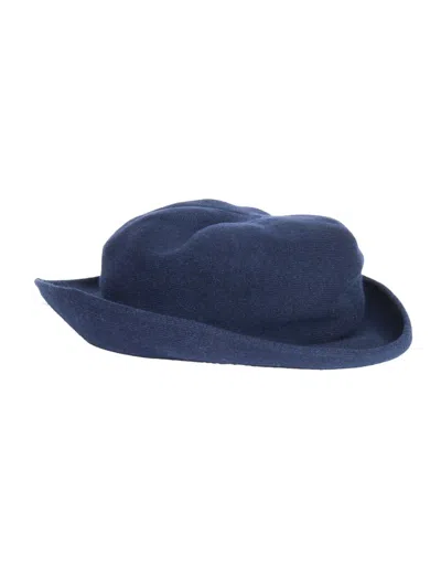 Kangra Cashmere Wide Brim Hat In Blue