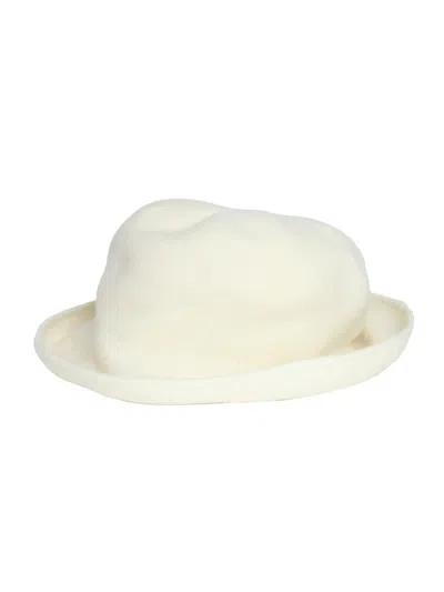 Kangra Cashmere Wide Brim Hat In White