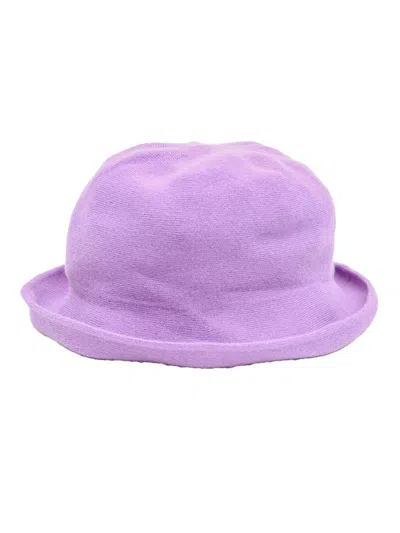 Kangra Cashmere Wide Brim Hat In Purple