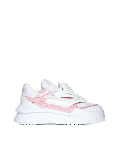 Shop Versace Sneakers In White+english Rose