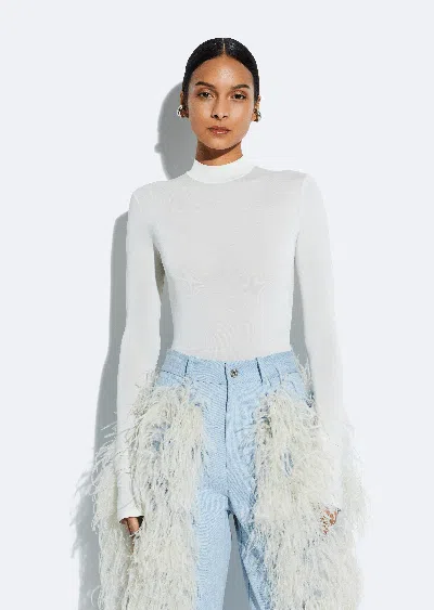 Lapointe Jersey Mock Neck Bodysuit In Cream