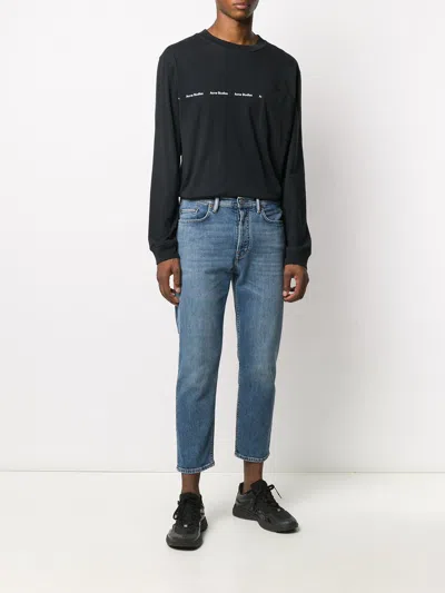 Acne Studios Slim Organic Cotton Denim Cropped Jeans In Blue