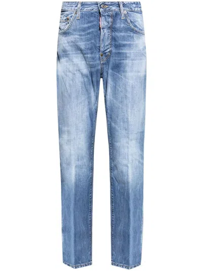 Shop Dsquared2 642 Denim Cotton Jeans In Clear Blue