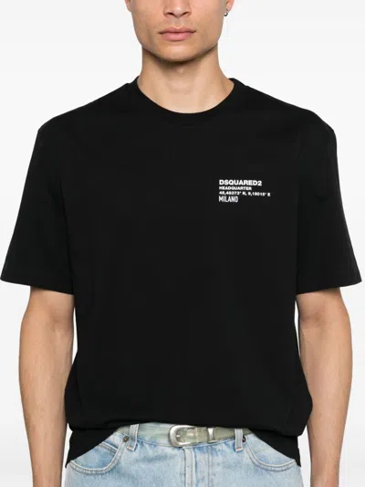 Shop Dsquared2 Logo Cotton T Shirt In Black