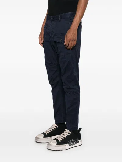 Shop Dsquared2 Cotton Cargo Trousers In Blue