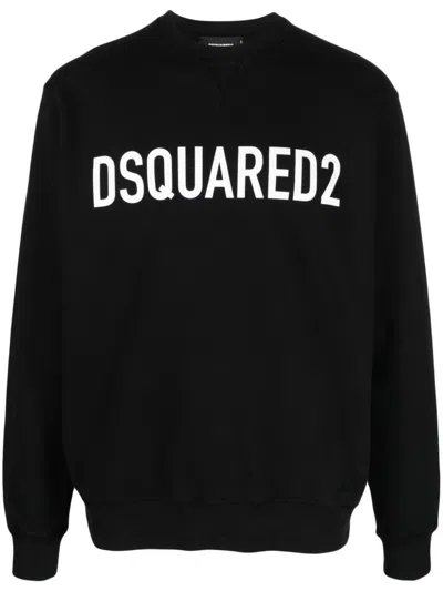 Shop Dsquared2 Logo Cotton Sweatshirt In Black