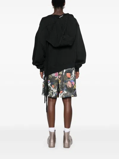 Ottolinger Deconstructed Cotton Hoodie In Black
