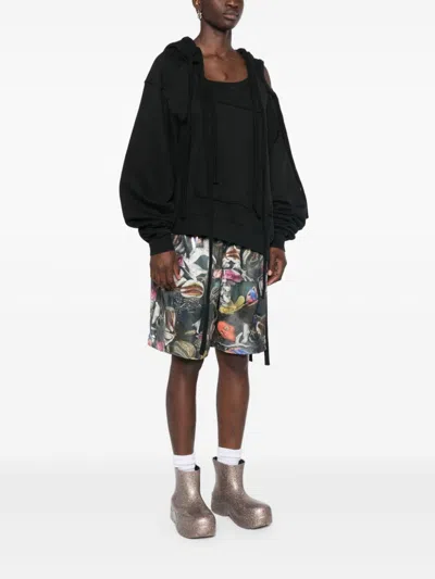 Ottolinger Deconstructed Cotton Hoodie In Black