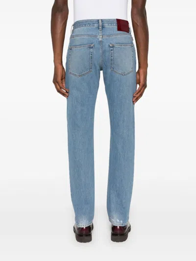 Shop Gucci Web Detail Denim Jeans In Clear Blue