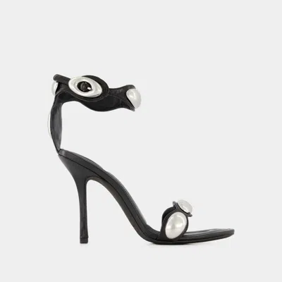 Alexander Wang Leather Sandals With Croco Print In Black