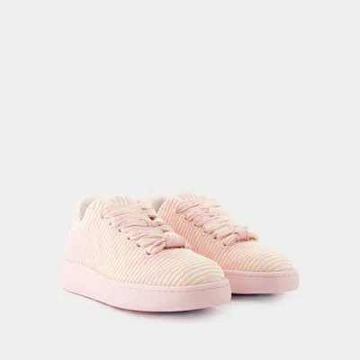 Burberry Embroidered Fabric Box Sneakers For Women In Pink