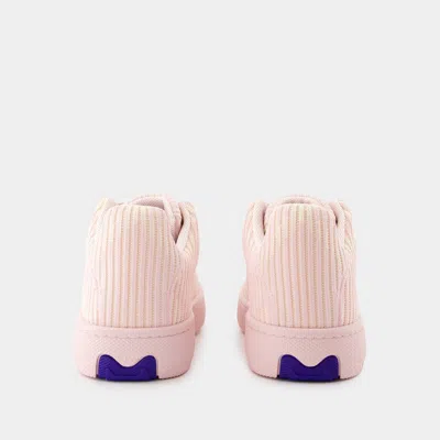 Burberry Embroidered Fabric Box Sneakers For Women In Pink